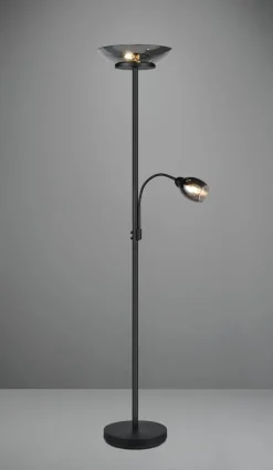 Reality Stehlampe schwarz Metall E27 2 Brennstellen
