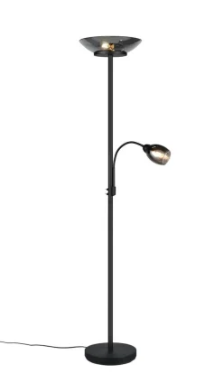 Reality Stehlampe schwarz Metall E27 2 Brennstellen