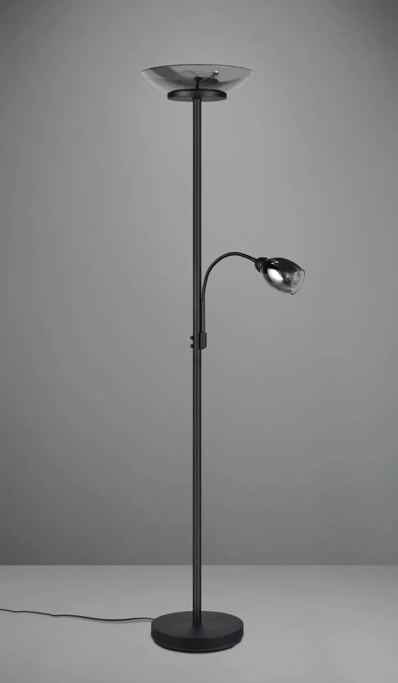 Reality Stehlampe schwarz Metall E27 2 Brennstellen