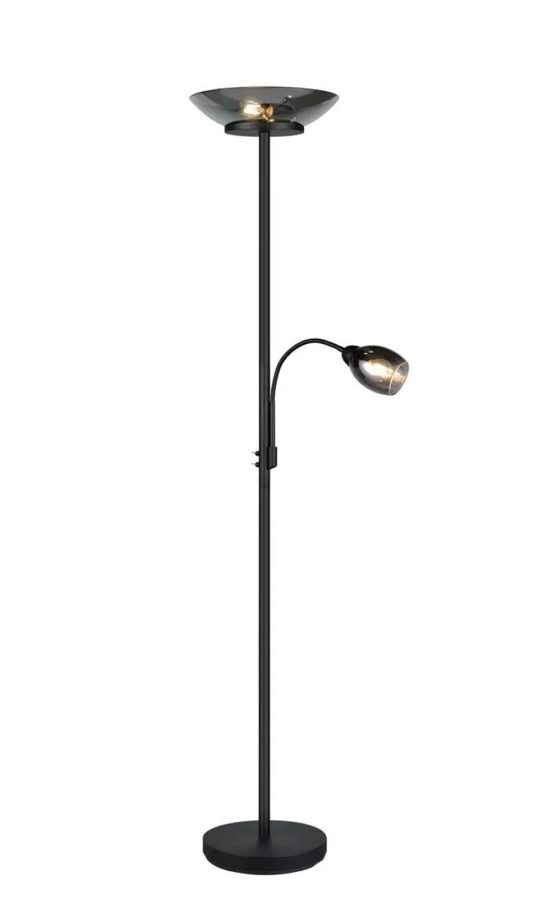 Reality Stehlampe schwarz Metall E27 2 Brennstellen