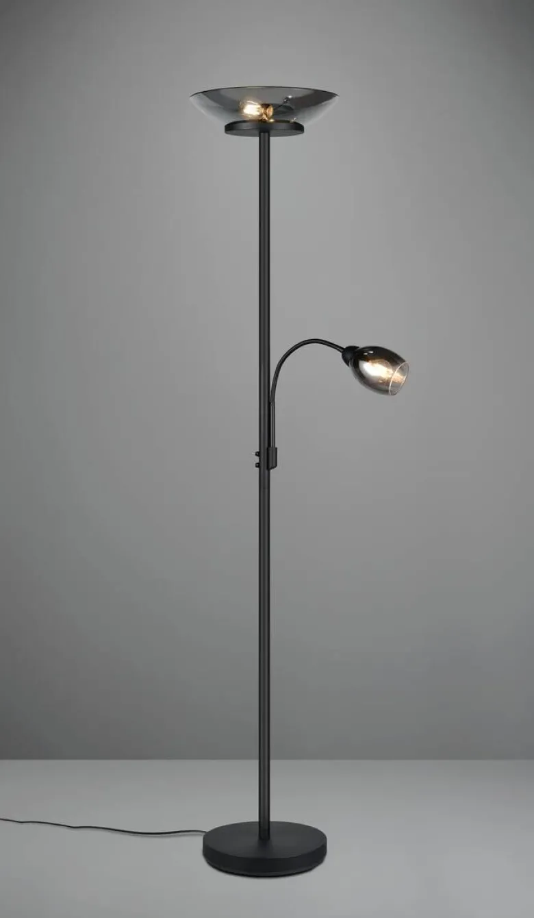 Reality Stehlampe schwarz Metall E27 2 Brennstellen