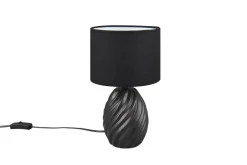 Reality Tischleuchte Melva schwarz Keramik Stoff H/D: ca. 31x18 cm E14 1 Brennstellen