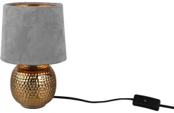 Reality Tischleuchte Sophia grau gold Keramik Samt H/D: ca. 26x16 cm E14 1 Brennstellen