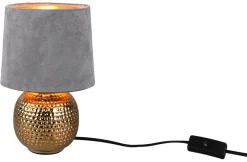 Reality Tischleuchte Sophia grau gold Keramik Samt H/D: ca. 26x16 cm E14 1 Brennstellen