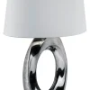 Reality Tischleuchte Taba silber weiß Keramik Stoff B/H/T: ca. 38x52x24 cm E27 1 Brennstellen