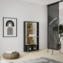 Regal Eiche Artisan Nachbildung schwarz B/H/T: ca. 80x159x35 cm