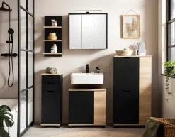Regal Emmik schwarz matt Eiche Eiche weiß Nachbildung B/H/T: ca. 30,3x70,2x17,45 cm