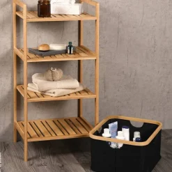 Regal schwarz Polyester B/H/L: ca. 33x93,5x44 cm