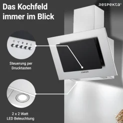 Respekta Dunstabzugshaube CH2060SBM Edelstahl B/H/T: ca. 60x74,3x31,3 cm