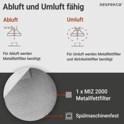 Respekta Dunstabzugshaube CH2060SBM Edelstahl B/H/T: ca. 60x74,3x31,3 cm