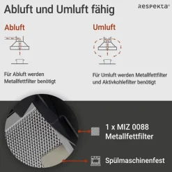 Respekta Dunstabzugshaube CH89060S schwarz B/H/T: ca. 59,5x73,5x37,8 cm