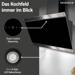 Respekta Dunstabzugshaube CH89060S schwarz B/H/T: ca. 59,5x73,5x37,8 cm
