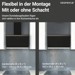 Respekta Dunstabzugshaube CH89060S schwarz B/H/T: ca. 59,5x73,5x37,8 cm