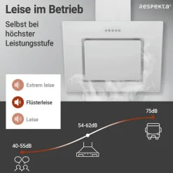 Respekta Dunstabzugshaube CH22010WBZ weiß Metall B/H/T: ca. 60x73,9x34 cm