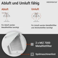 Respekta Dunstabzugshaube CH22010WBZ weiß Metall B/H/T: ca. 60x73,9x34 cm