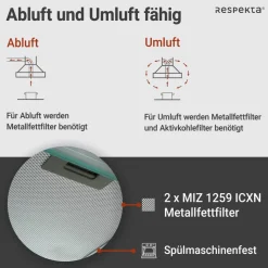 Respekta Dunstabzugshaube CH1259IXCN Edelstahl Edelstahl B/H/T: ca. 59,8x14x50 cm