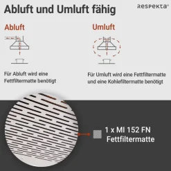 Respekta Dunstabzugshaube DH620WL weiß Edelstahl B/H/T: ca. 60x7,6x47 cm