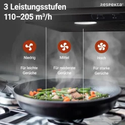 Respekta Dunstabzugshaube DH630SL schwarz Edelstahl B/H/T: ca. 60x7,8x47 cm