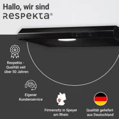 Respekta Dunstabzugshaube DH630SL schwarz Edelstahl B/H/T: ca. 60x7,8x47 cm
