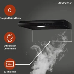 Respekta Dunstabzugshaube DH630SL schwarz Edelstahl B/H/T: ca. 60x7,8x47 cm