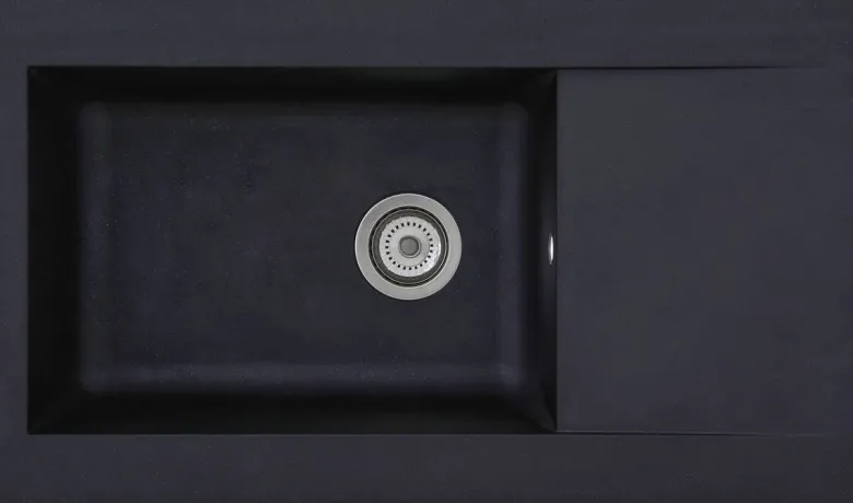 Respekta Einbauspüle Denver 86 x 50 S schwarz Mineralite B/H/T: ca. 86x20x50 cm