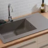 Respekta Einbauspüle Denver 86 x 50 G Beton grau Mineralite B/H/T: ca. 86x20x50 cm