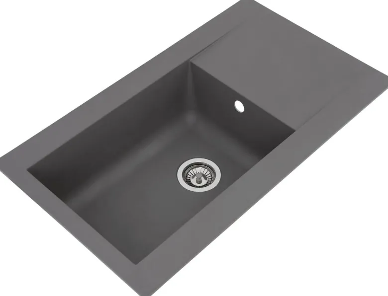 Respekta Einbauspüle Denver 86 x 50 G Beton grau Mineralite B/H/T: ca. 86x20x50 cm