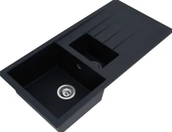 Respekta Einbauspüle Houston 100 x 50 S schwarz Mineralite B/H/T: ca. 100x21x50 cm