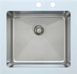 Respekta Einbauspüle New York 55 x 53 W weiß Glas Edelstahl B/H/T: ca. 55x21x53 cm