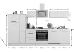 Respekta Küchenblock Amanda schwarz Hochglanz B/H/T: ca. 310x200x60 cm