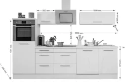 Respekta Küchenblock Amanda weiß Hochglanz B/H/T: ca. 280x200x60 cm