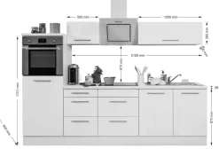 Respekta Küchenblock Amanda weiß Hochglanz B/H/T: ca. 270x200x60 cm