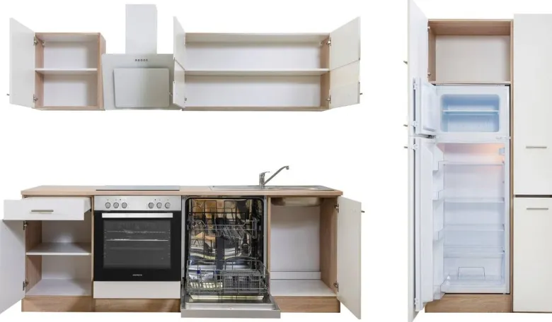 Respekta Küchenblock Economy weiß matt B/H/T: ca. 310x200x60 cm