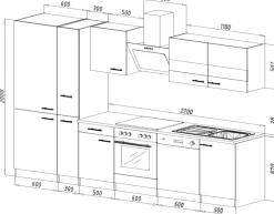 Respekta Küchenblock KB310WSCGKE178G schwarz B/H/T: ca. 310x200x60 cm
