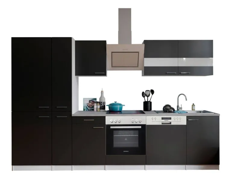 Respekta Küchenblock KB310WSCGKE178G schwarz B/H/T: ca. 310x200x60 cm