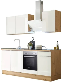 Respekta Küchenblock Marleen weiß Hochglanz B/H/T: ca. 220x211x60 cm