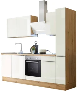 Respekta Küchenblock Marleen weiß Hochglanz B/H/T: ca. 250x211x60 cm