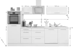 Respekta Küchenblock Premium weiß hochglänzend B/H/T: ca. 280x200x60 cm