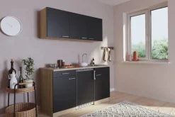 Respekta Singleküche Economy schwarz matt B/H/T: ca. 150x200x60 cm