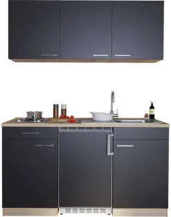 Respekta Singleküche Economy schwarz matt B/H/T: ca. 150x200x60 cm