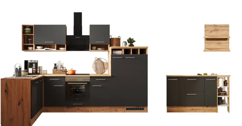 Respekta Winkelküche Hilde grau matt B/H/T: ca. 310x205x172 cm