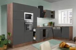 Respekta Winkelküche KBL370EYGMISGKE grau B/H/T: ca. 370x205x172 cm