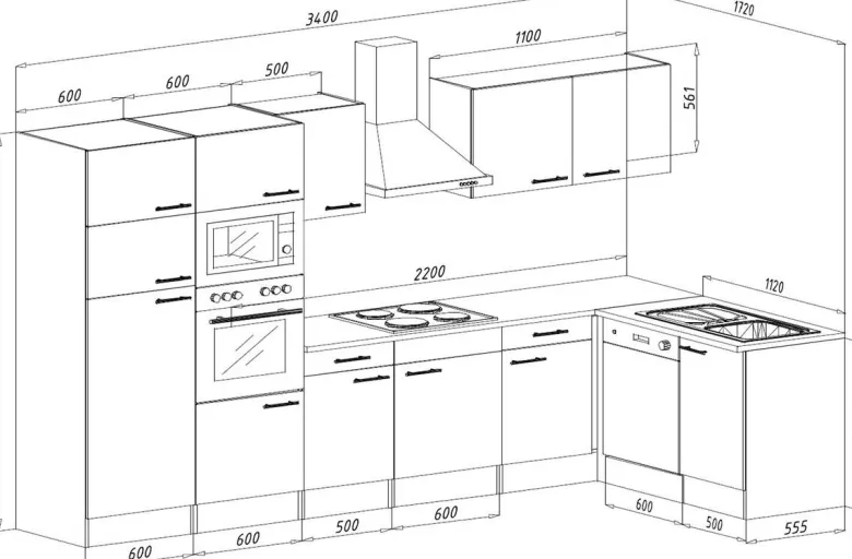 Respekta Winkelküche KBL340EYGMISGKE grau B/H/T: ca. 340x205x172 cm