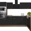 Respekta Winkelküche KBL340EYSMISGKE schwarz B/H/T: ca. 340x205x172 cm