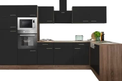 Respekta Winkelküche KBL340EYSMISGKE schwarz B/H/T: ca. 340x205x172 cm