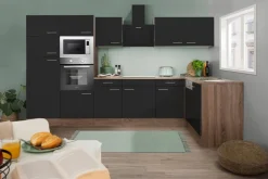 Respekta Winkelküche KBL340EYSMISGKE schwarz B/H/T: ca. 340x205x172 cm