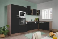 Respekta Winkelküche KBL340EYSMISGKE schwarz B/H/T: ca. 340x205x172 cm