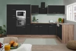 Respekta Winkelküche KBL370EYSMISGKE schwarz B/H/T: ca. 370x205x172 cm