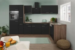 Respekta Winkelküche KBL310EYSS schwarz B/H/T: ca. 310x205x172 cm