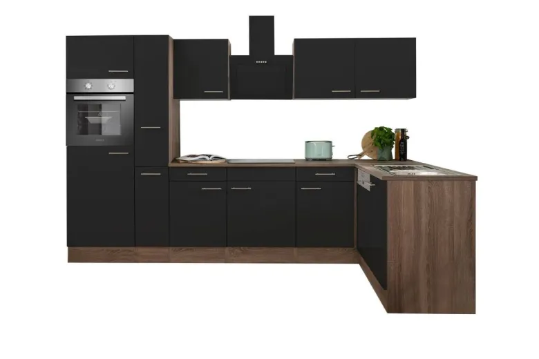 Respekta Winkelküche KBL310EYSS schwarz B/H/T: ca. 310x205x172 cm